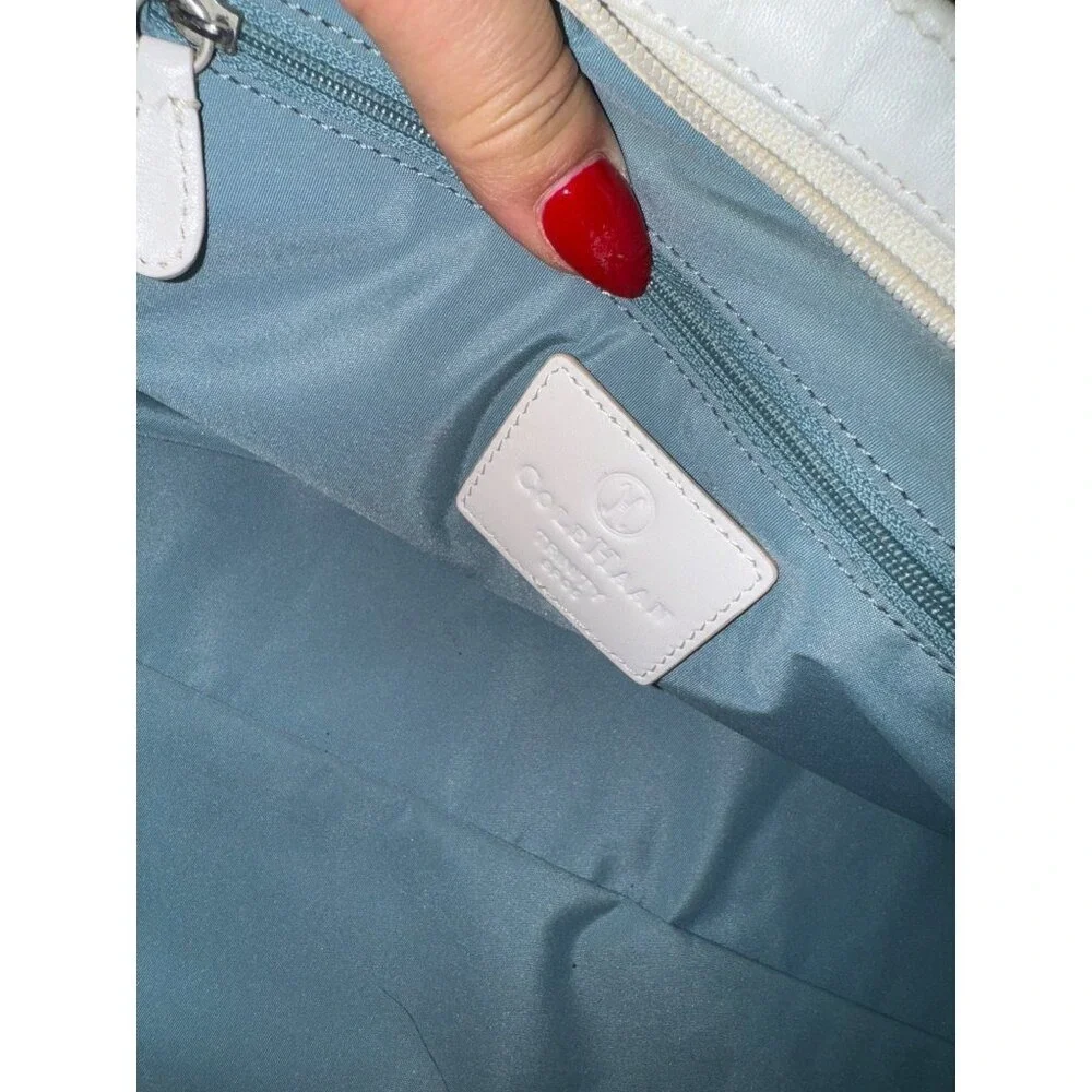 Cole Haan Trinity White‎ Leather Handbag With Silver Hardware Y2K Classic Rave